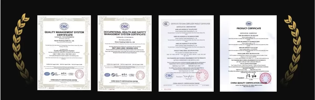 HuaDong Cable Group Certifications HuaDong Cable Group Certifications